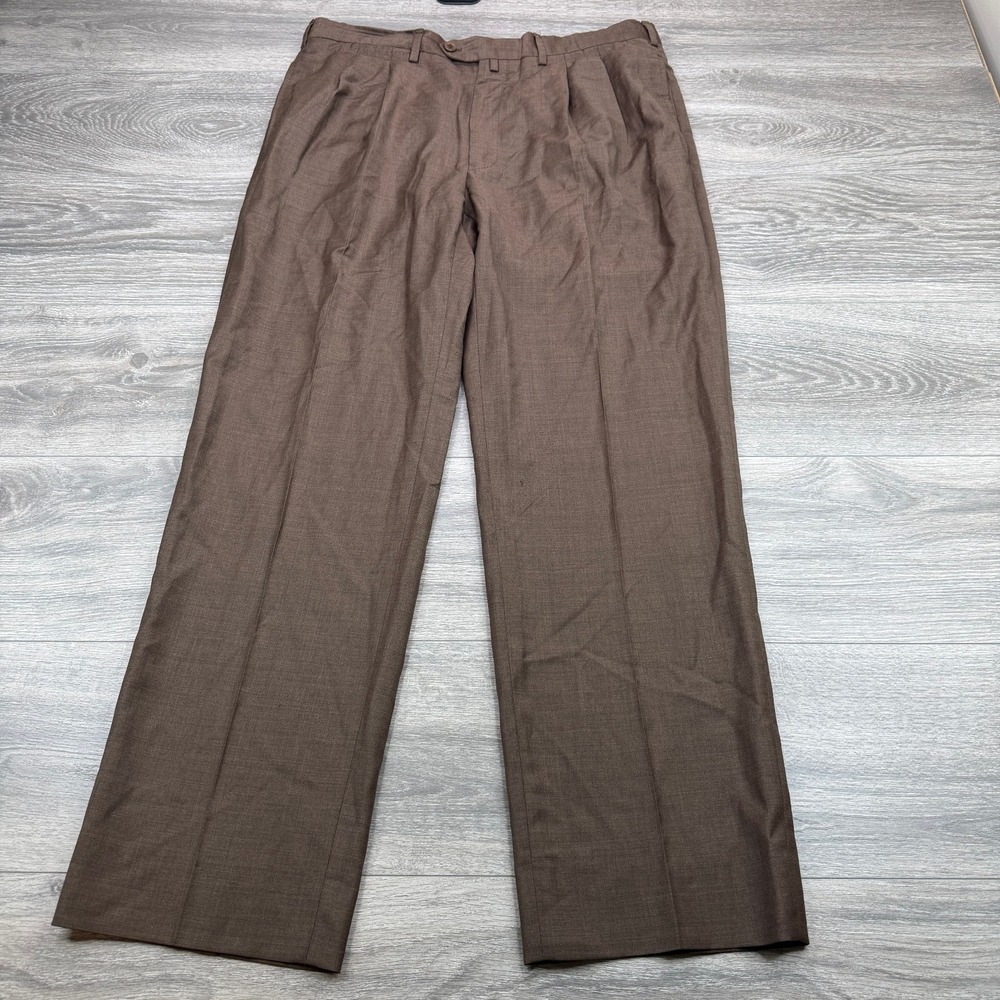 Ermenegildo Zegna Trofeo Dress Pants Mens 34x30 Brown Wool Italy Made Pleated**